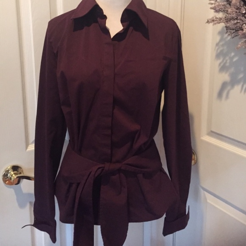 Tie Front Top, Deep Plum Color - image 1